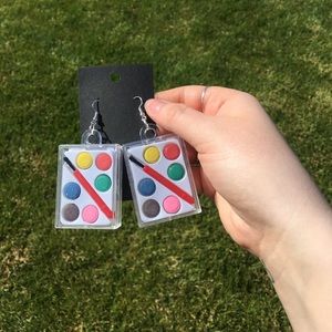 Mini watercolor paint earrings